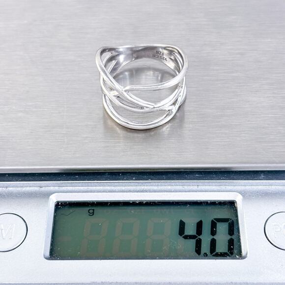 Open Crossover Band Ring | Vintage Sterling Silver 925 | Size 7 - Picture 7 of 8